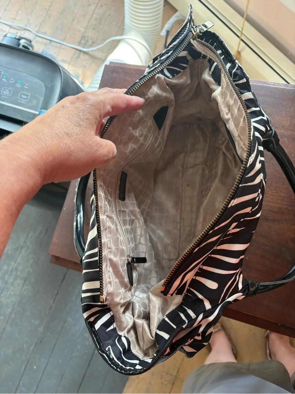 Kate Spade Black and White Zebra-Print Shoulder Bag